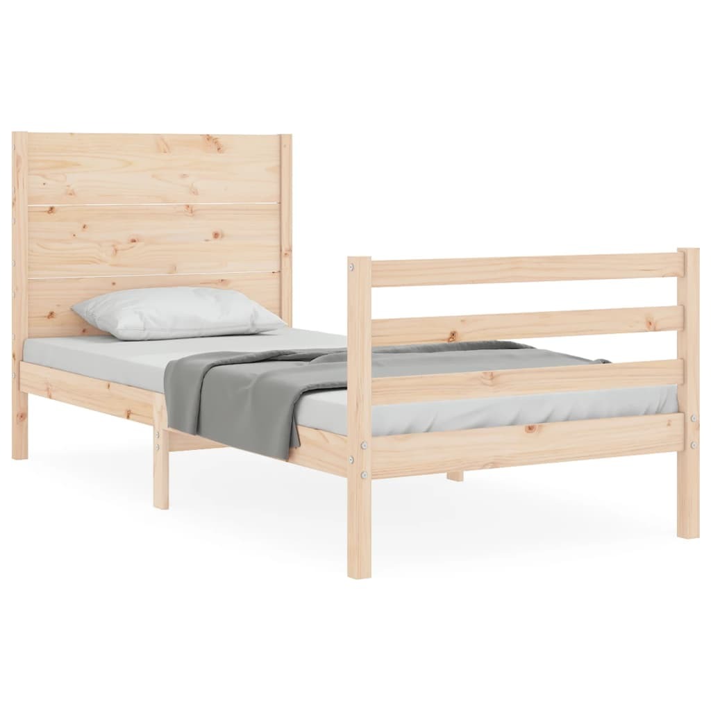 Bed Frame with Headboard 100x200 cm Solid Wood