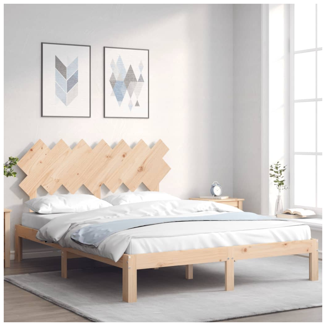 Bed Frame with Headboard 140x200 cm Solid Wood