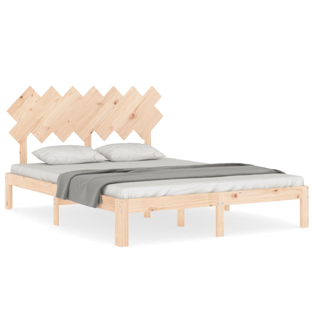 Bed Frame with Headboard 140x200 cm Solid Wood