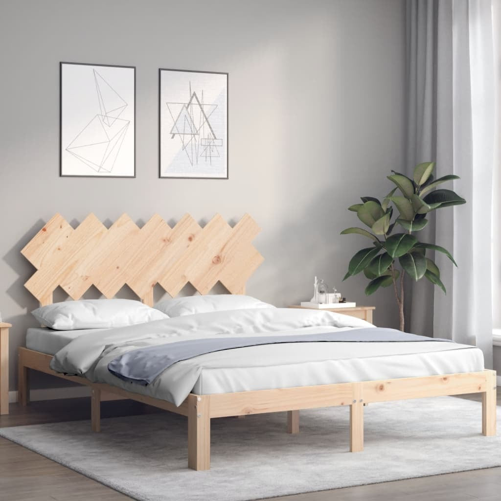 Bed Frame with Headboard 140x200 cm Solid Wood