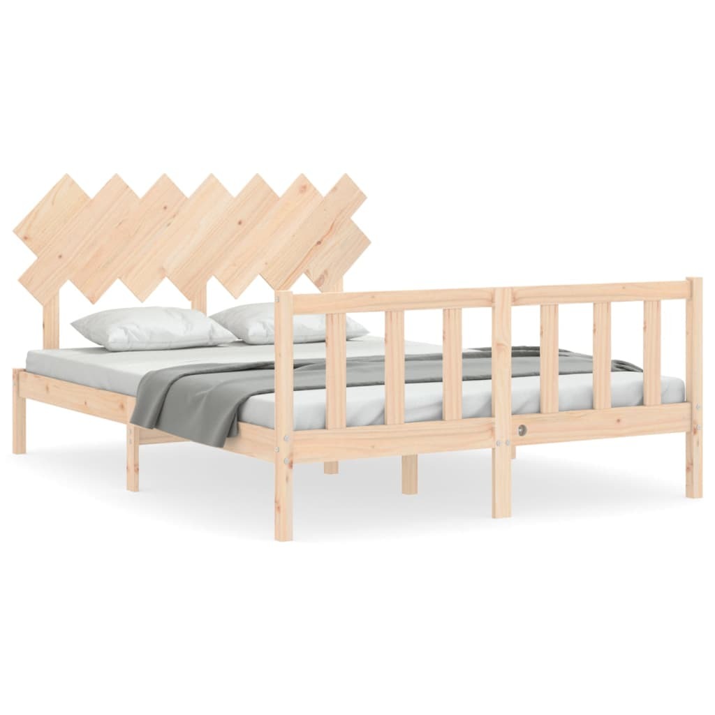 Bed Frame with Headboard King Size Solid Wood