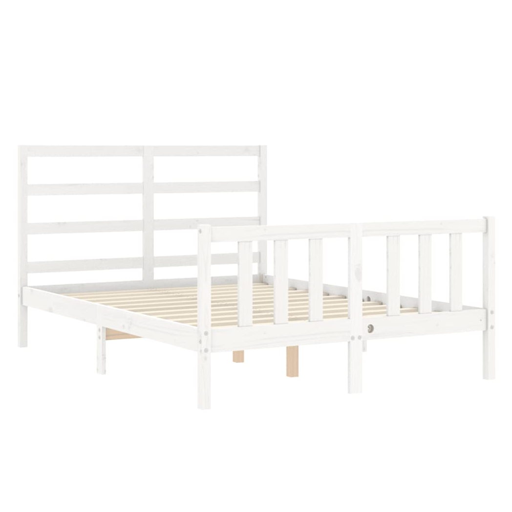 Bed Frame with Headboard White 140x190 cm Solid Wood