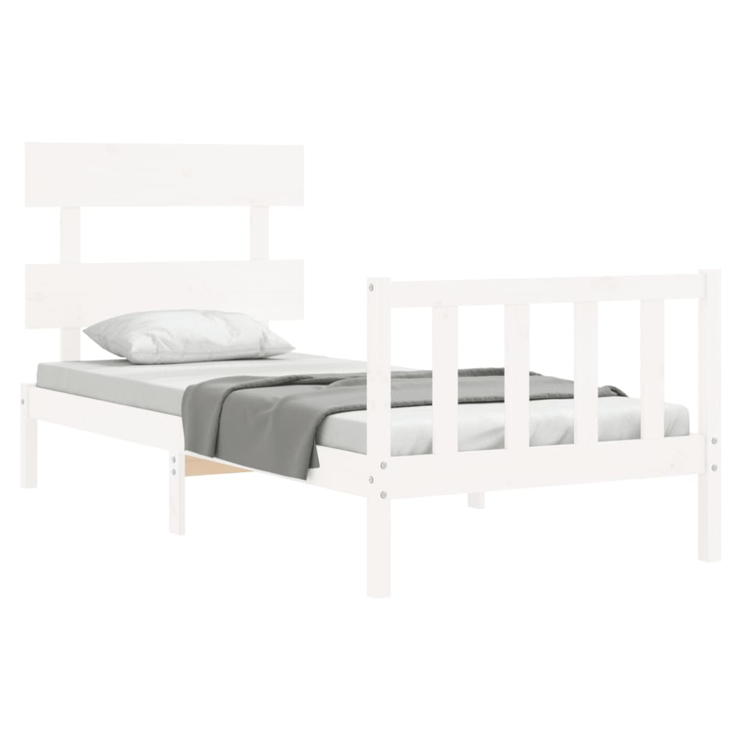 Bed Frame with Headboard White 90x200 cm Solid Wood