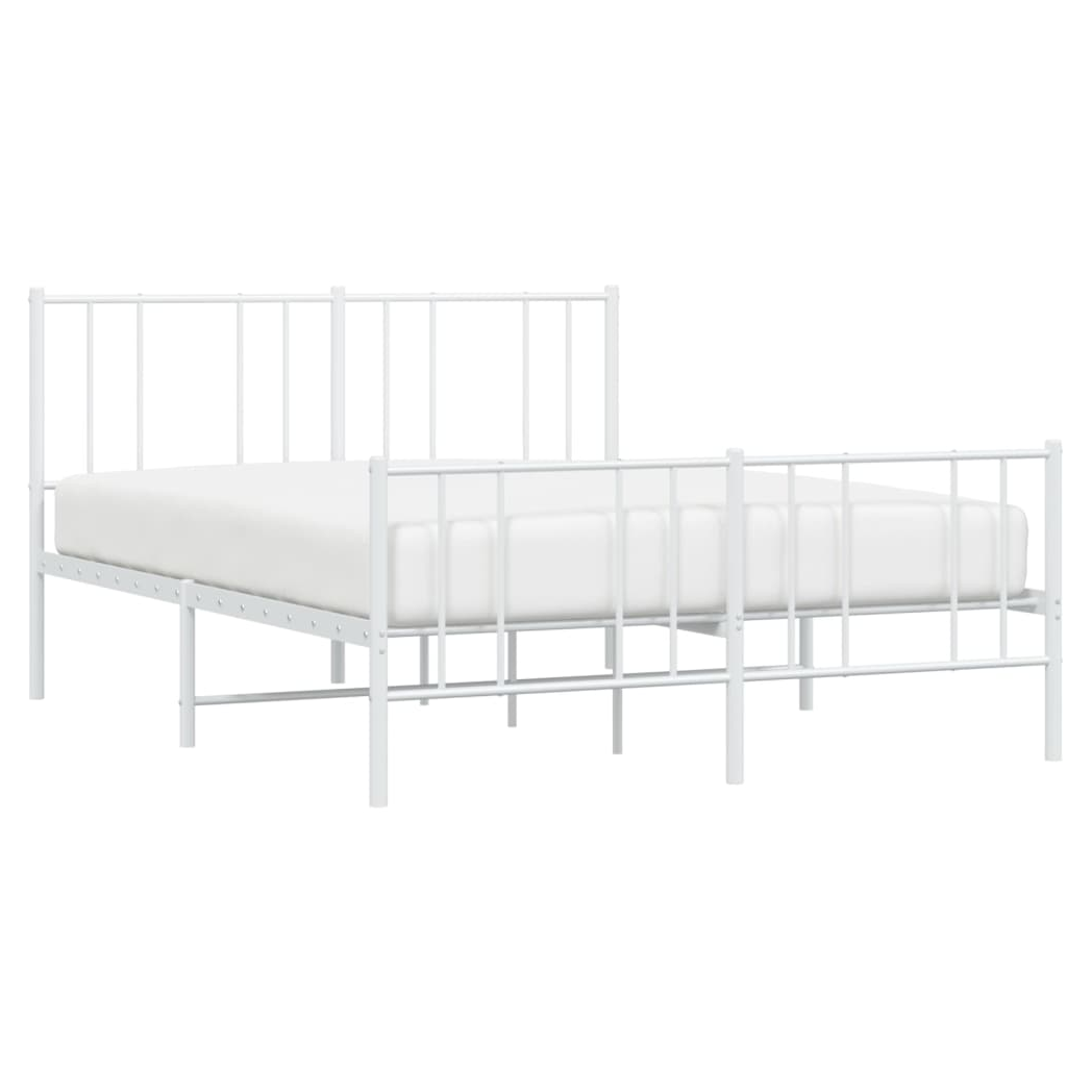 Metal Bed Frame with Headboard and Footboard White 140x190 cm