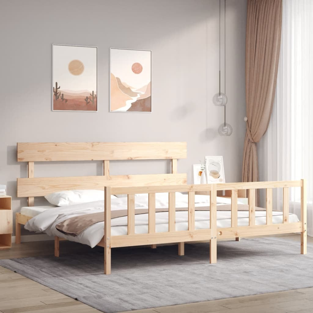 Bed Frame with Headboard 200x200 cm Solid Wood
