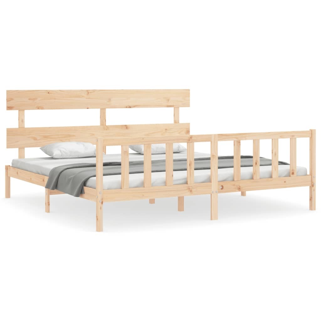 Bed Frame with Headboard 200x200 cm Solid Wood