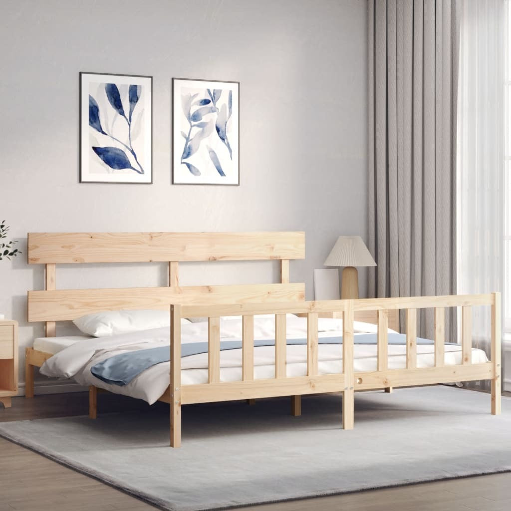 Bed Frame with Headboard 200x200 cm Solid Wood