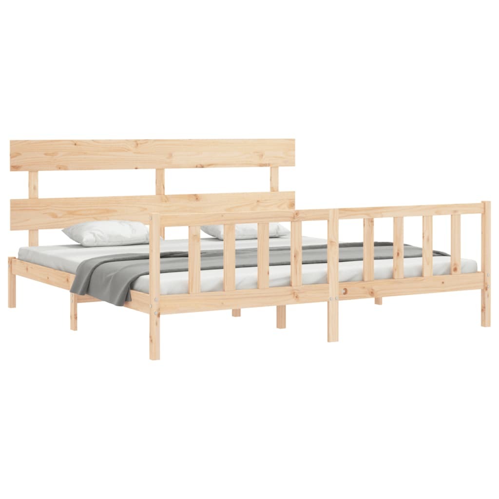 Bed Frame with Headboard 200x200 cm Solid Wood