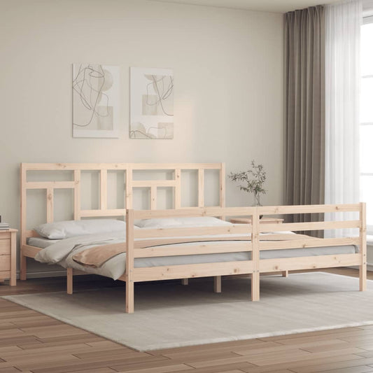 Bed Frame with Headboard 200x200 cm Solid Wood