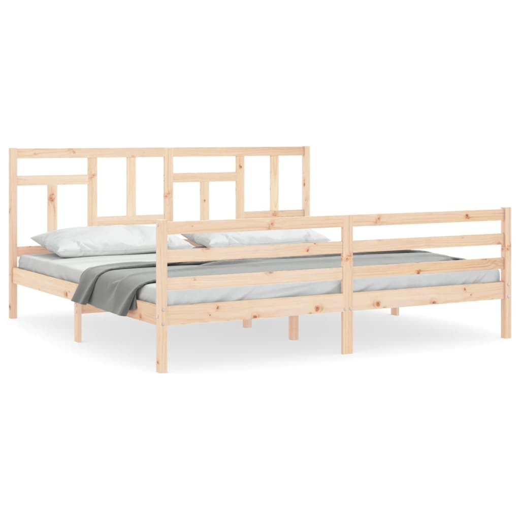 Bed Frame with Headboard 200x200 cm Solid Wood