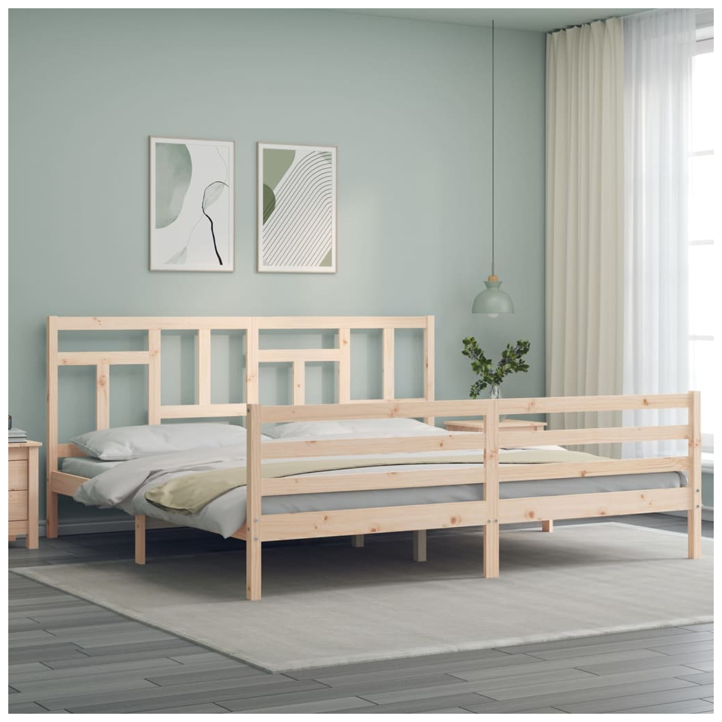 Bed Frame with Headboard 200x200 cm Solid Wood