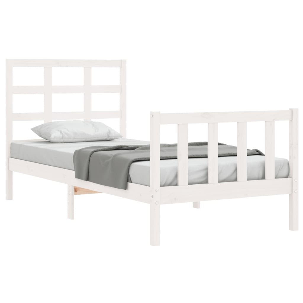 Bed Frame with Headboard White 90x200 cm Solid Wood