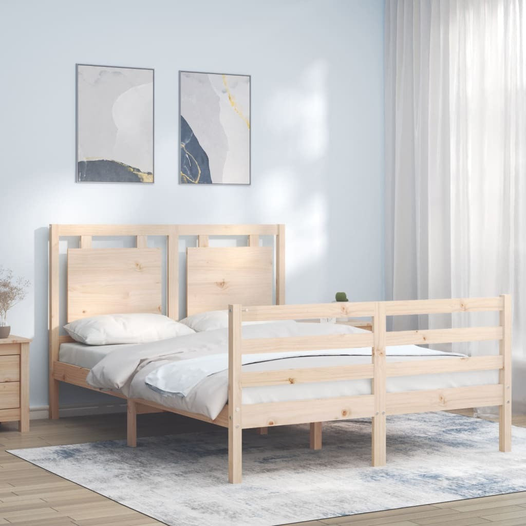Bed Frame with Headboard Small Double Solid Wood