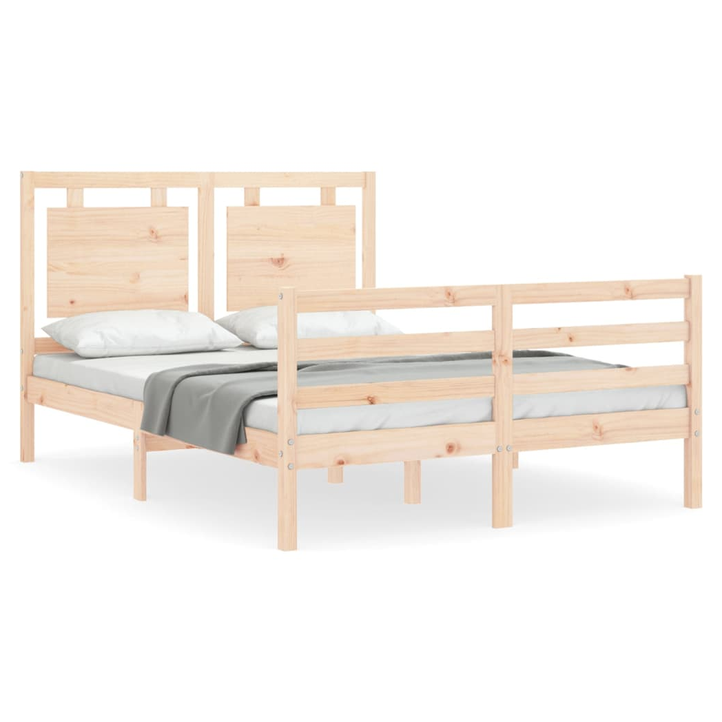 Bed Frame with Headboard Small Double Solid Wood