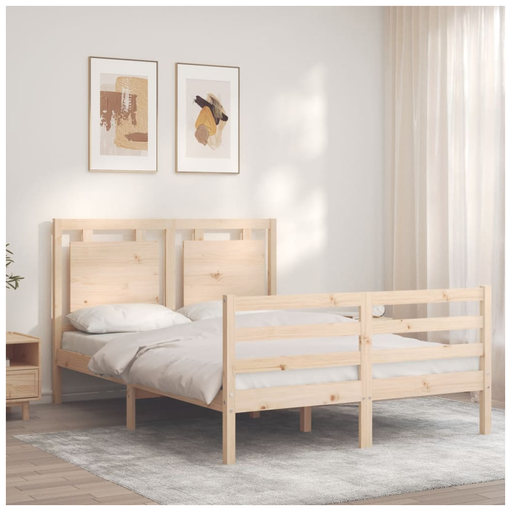 Bed Frame with Headboard Small Double Solid Wood