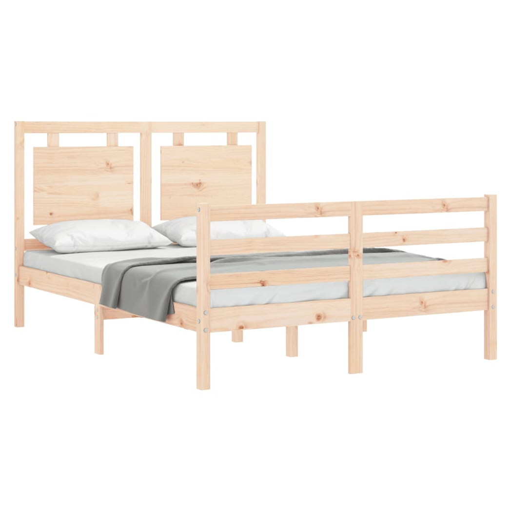 Bed Frame with Headboard Small Double Solid Wood