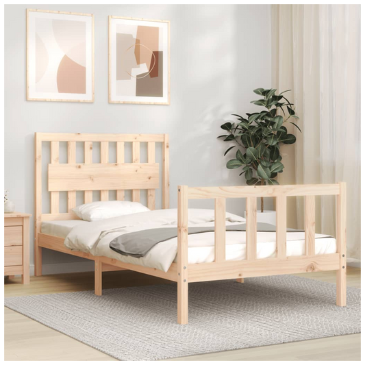 Bed Frame with Headboard 100x200 cm Solid Wood