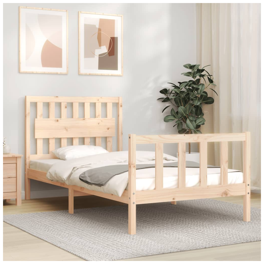 Bed Frame with Headboard 100x200 cm Solid Wood