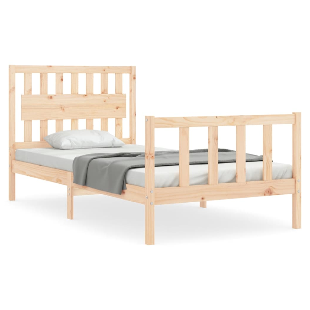 Bed Frame with Headboard 100x200 cm Solid Wood
