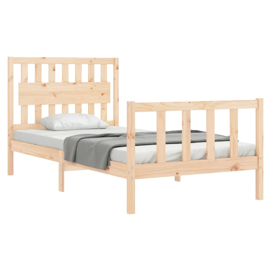 Bed Frame with Headboard 100x200 cm Solid Wood