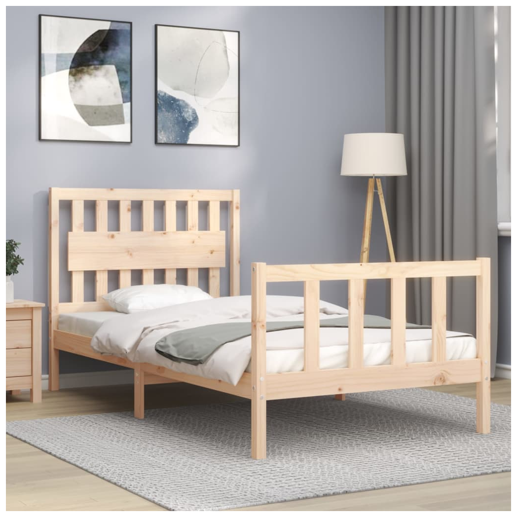 Bed Frame with Headboard 100x200 cm Solid Wood