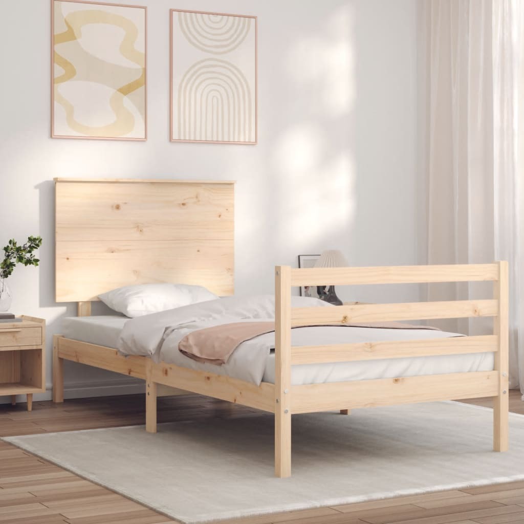 Bed Frame with Headboard 100x200 cm Solid Wood