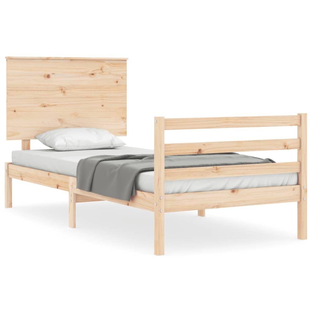Bed Frame with Headboard 100x200 cm Solid Wood