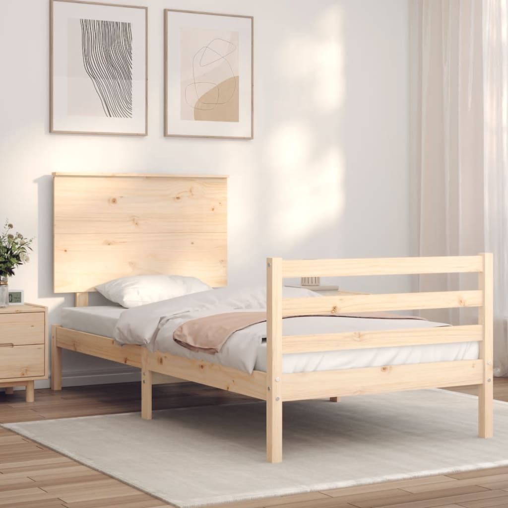 Bed Frame with Headboard 100x200 cm Solid Wood