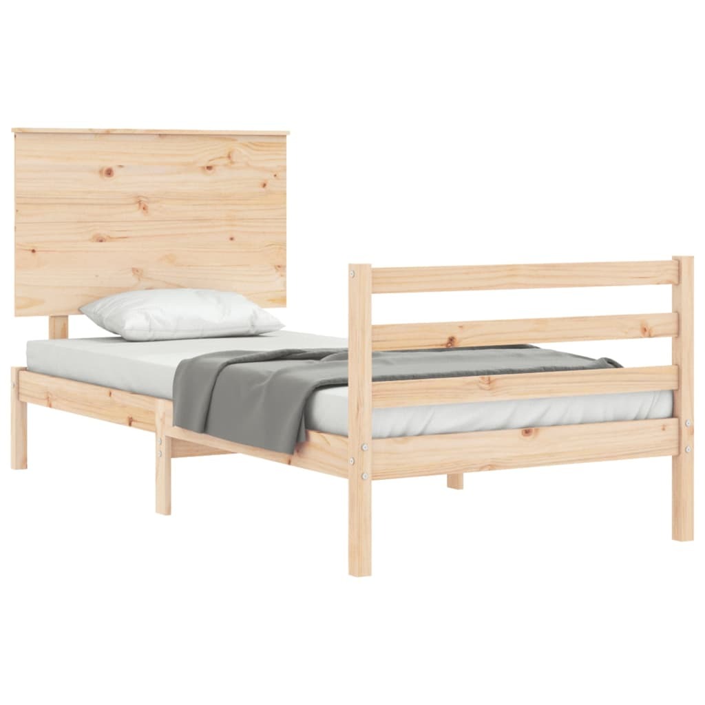 Bed Frame with Headboard 100x200 cm Solid Wood