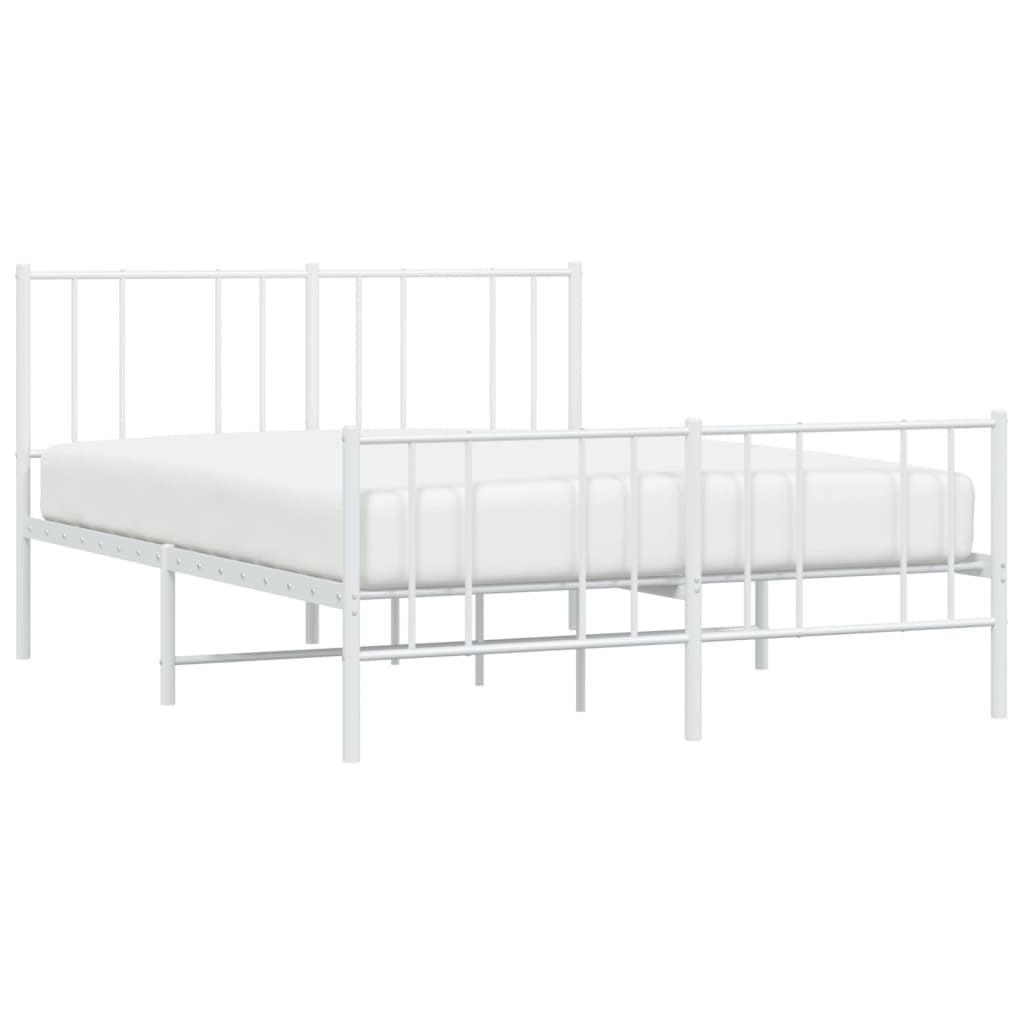 Metal Bed Frame with Headboard and Footboard White 150x200 cm King Size