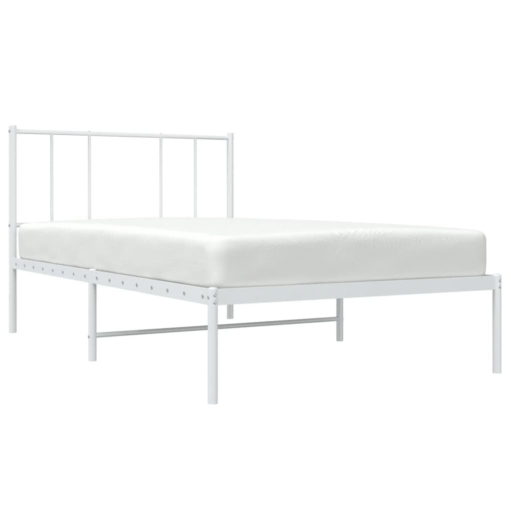 Metal Bed Frame with Headboard White 90x190 cm Single