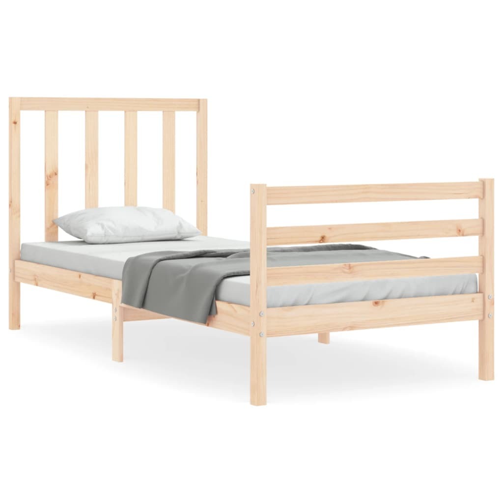 Bed Frame with Headboard Small Single Solid Wood