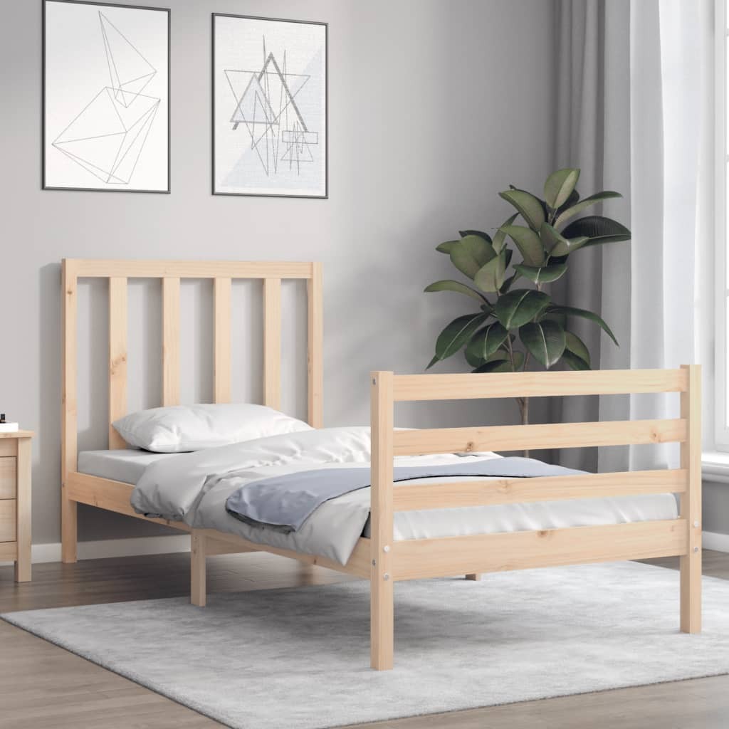 Bed Frame with Headboard Small Single Solid Wood