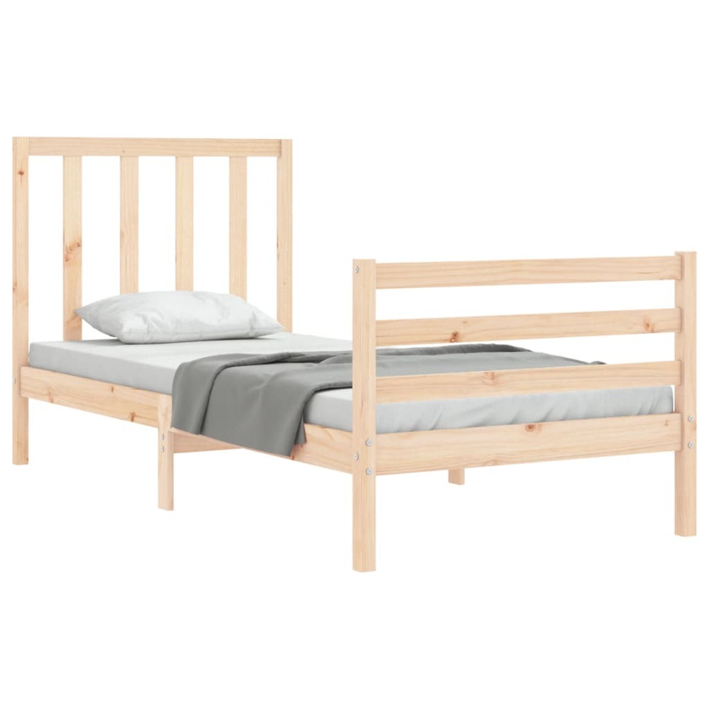 Bed Frame with Headboard Small Single Solid Wood