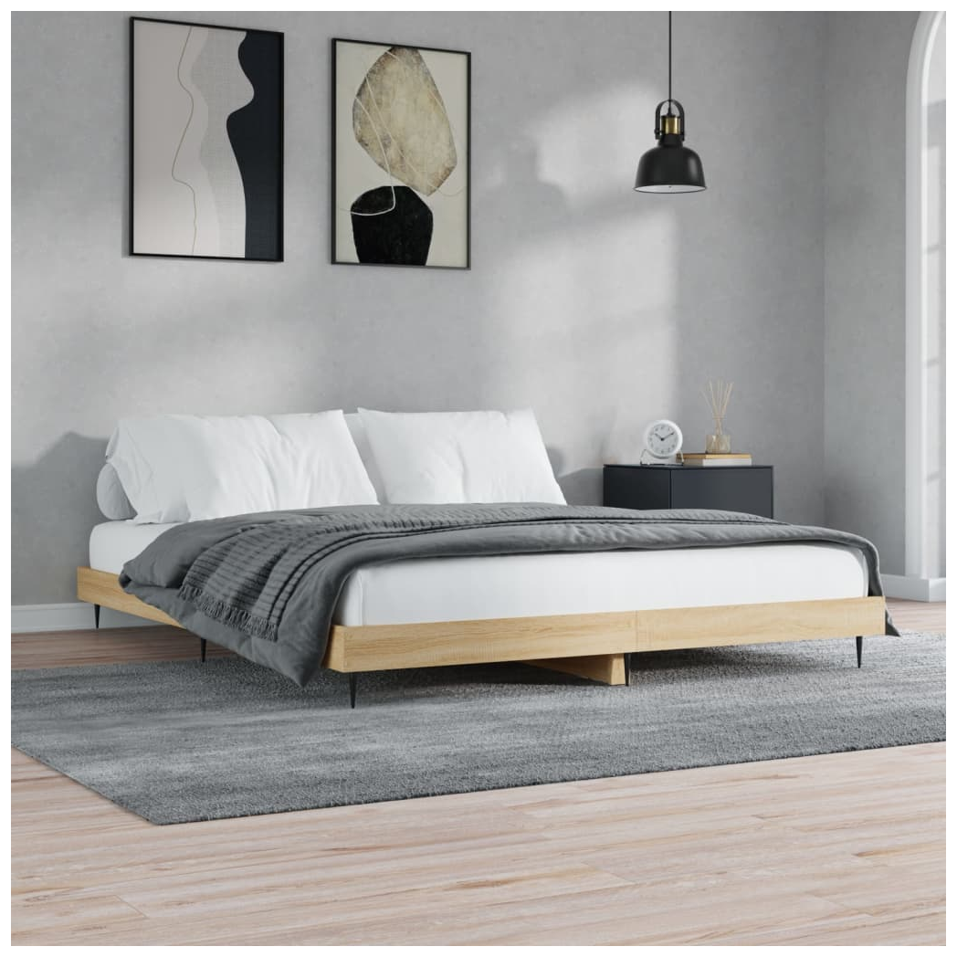 Bed Frame Sonoma Oak 200x200 cm Engineered Wood