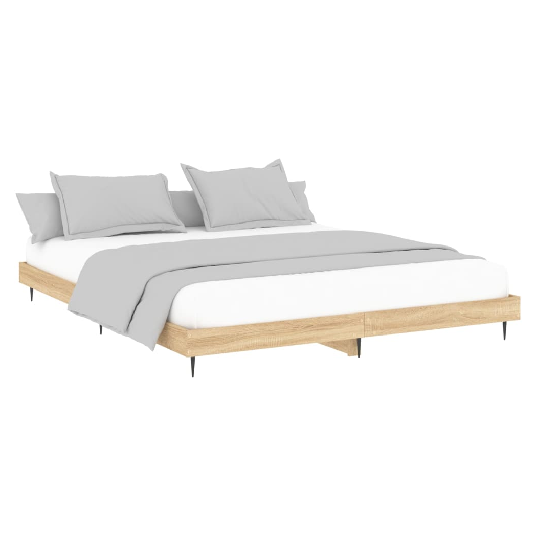 Bed Frame Sonoma Oak 200x200 cm Engineered Wood