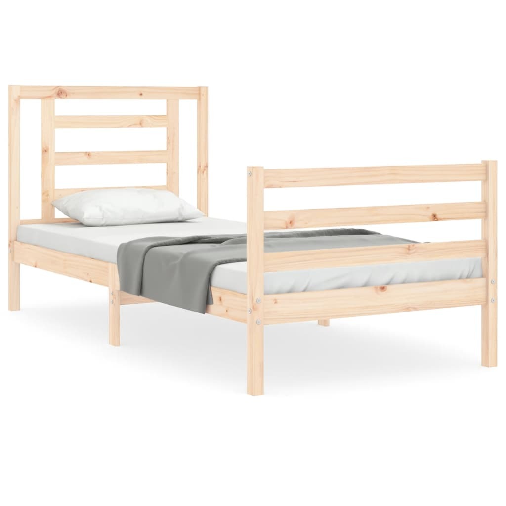 Bed Frame with Headboard Single Solid Wood