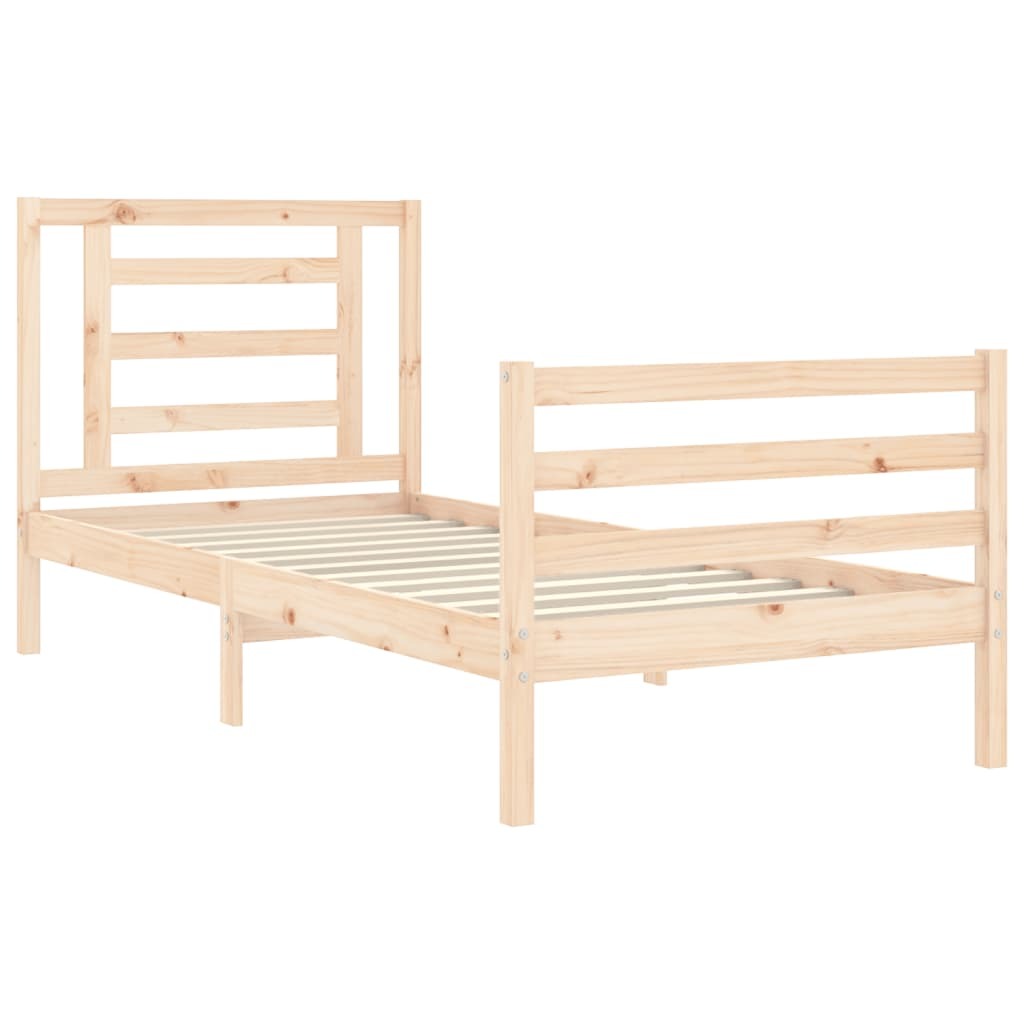 Bed Frame with Headboard Single Solid Wood
