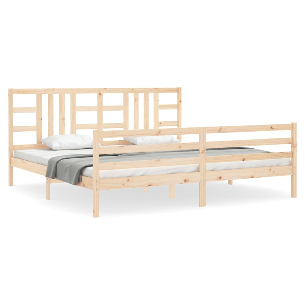 Bed Frame with Headboard 200x200 cm Solid Wood