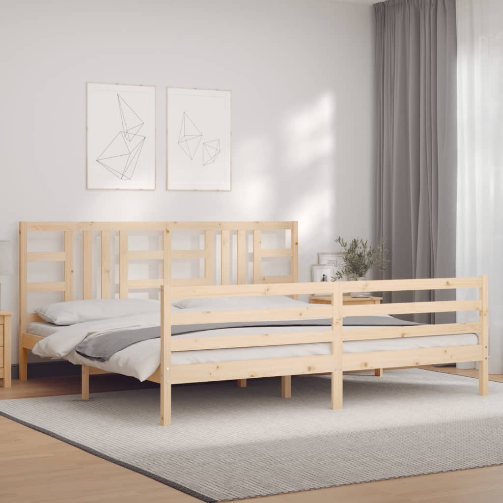 Bed Frame with Headboard 200x200 cm Solid Wood