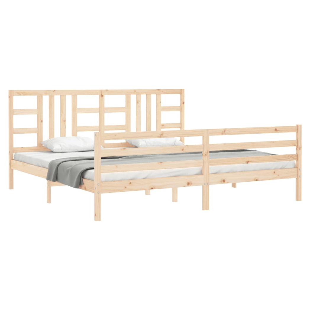 Bed Frame with Headboard 200x200 cm Solid Wood