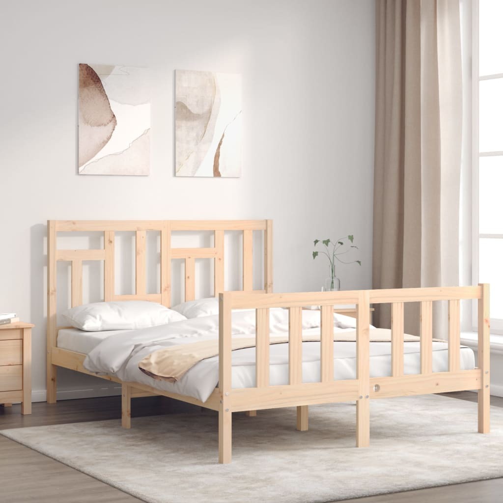 Bed Frame with Headboard 120x200 cm Solid Wood