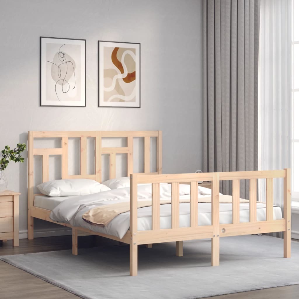 Bed Frame with Headboard 120x200 cm Solid Wood