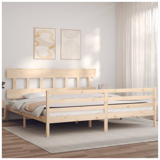 Bed Frame with Headboard 200x200 cm Solid Wood
