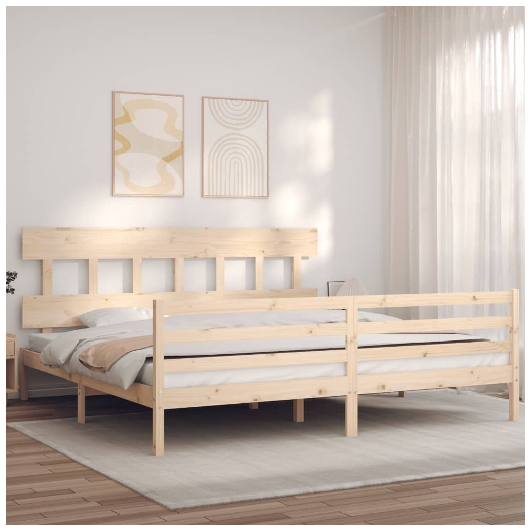 Bed Frame with Headboard 200x200 cm Solid Wood