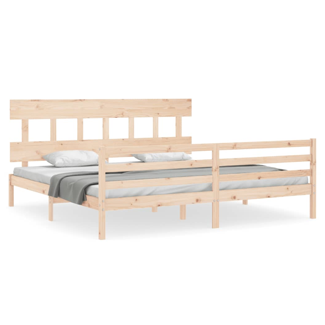 Bed Frame with Headboard 200x200 cm Solid Wood