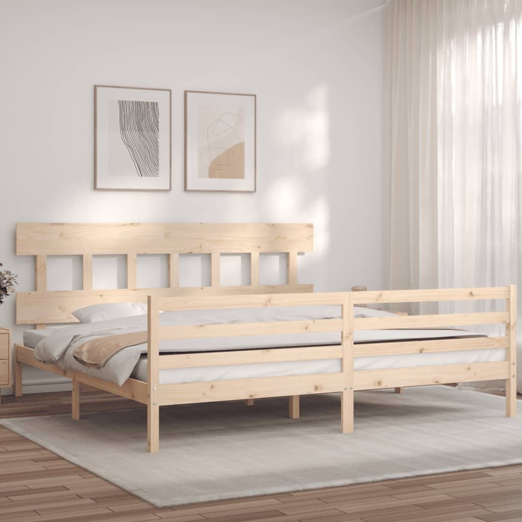 Bed Frame with Headboard 200x200 cm Solid Wood