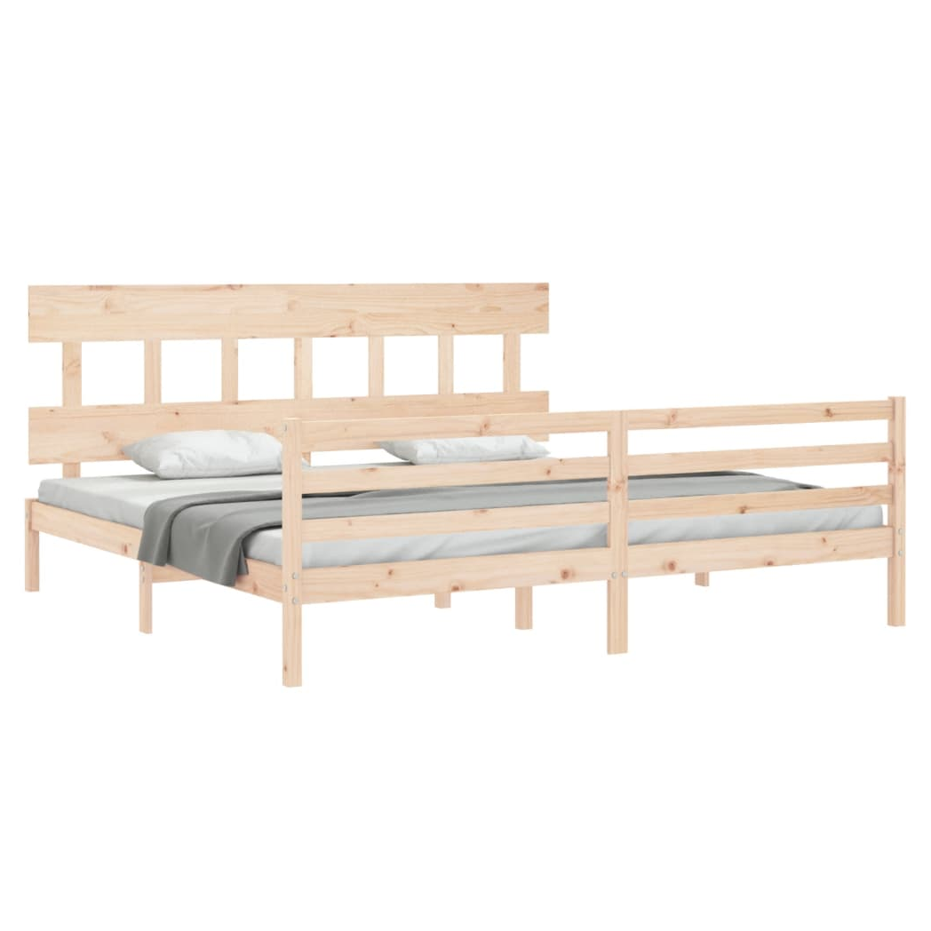 Bed Frame with Headboard 200x200 cm Solid Wood