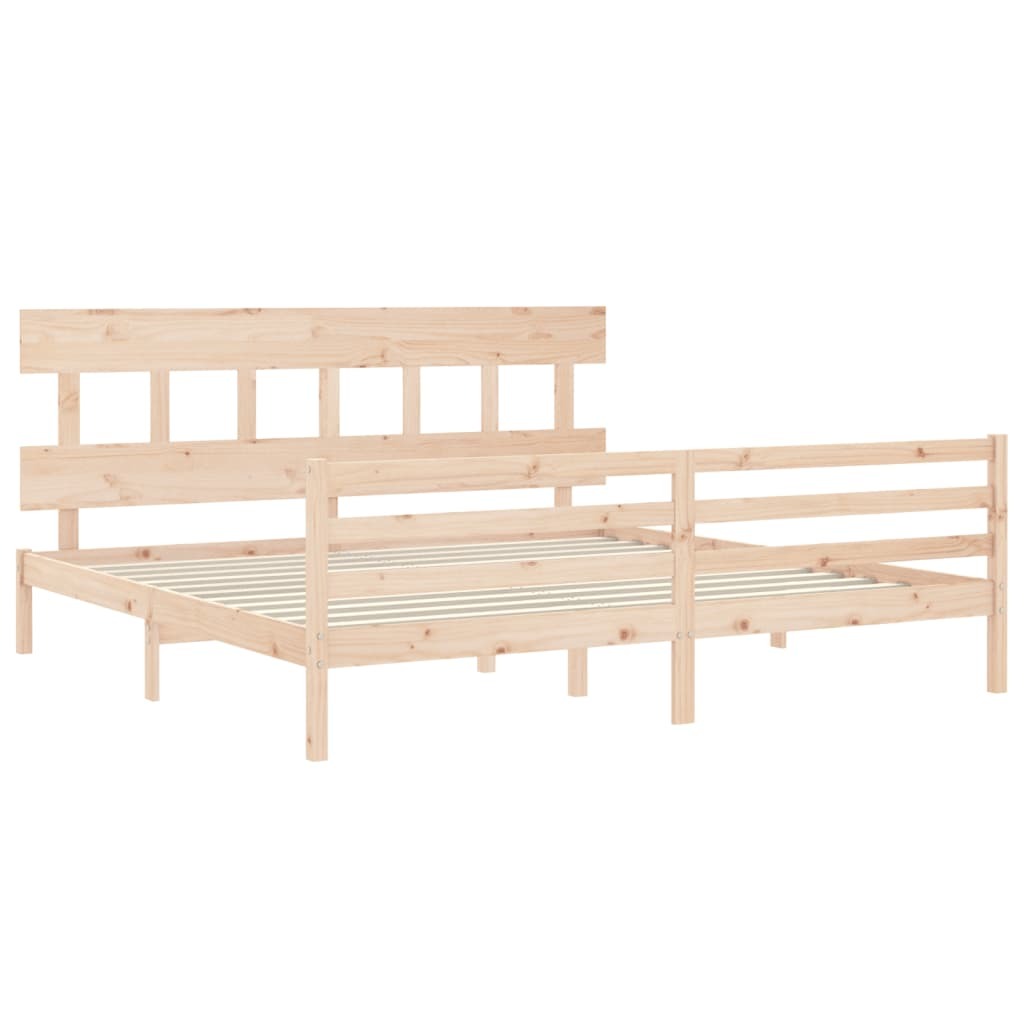 Bed Frame with Headboard 200x200 cm Solid Wood