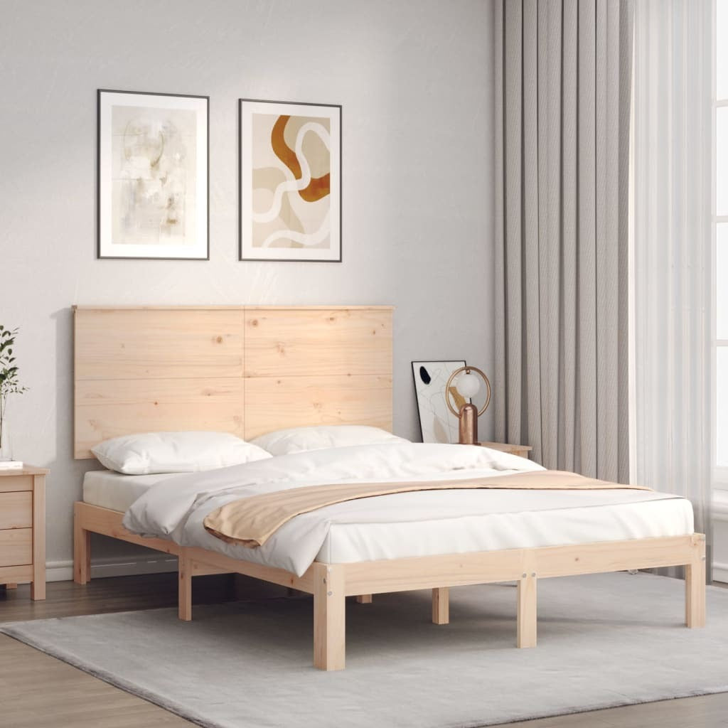 Bed Frame with Headboard 140x200 cm Solid Wood